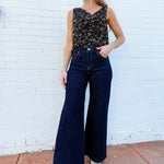 RISEN Bottoms - Pants Risen Lurex Wide Leg Jeans in Dark