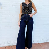 RISEN Bottoms - Pants Risen Lurex Wide Leg Jeans in Dark