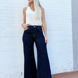 RISEN Bottoms - Pants Risen Lurex Wide Leg Jeans in Dark
