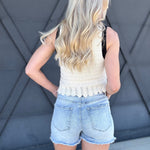 Risen High Rise Fray Hem Shorts In Light - Infinity Raine