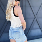 Risen High Rise Fray Hem Shorts In Light - Infinity Raine