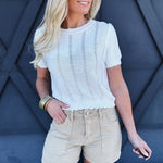 Risen Mid Rise Patch Pocket Shorts In Khaki - Infinity Raine