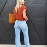 Risen High Rise Wide Jeans With Waist String Details In Light - Infinity Raine