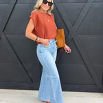 Risen High Rise Wide Jeans With Waist String Details In Light - Infinity Raine