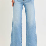 Risen High Rise Wide Jeans With Waist String Details In Light - Infinity Raine