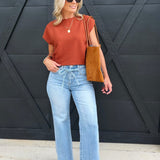 Risen High Rise Wide Jeans With Waist String Details In Light - Infinity Raine