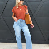 Risen High Rise Wide Jeans With Waist String Details In Light - Infinity Raine