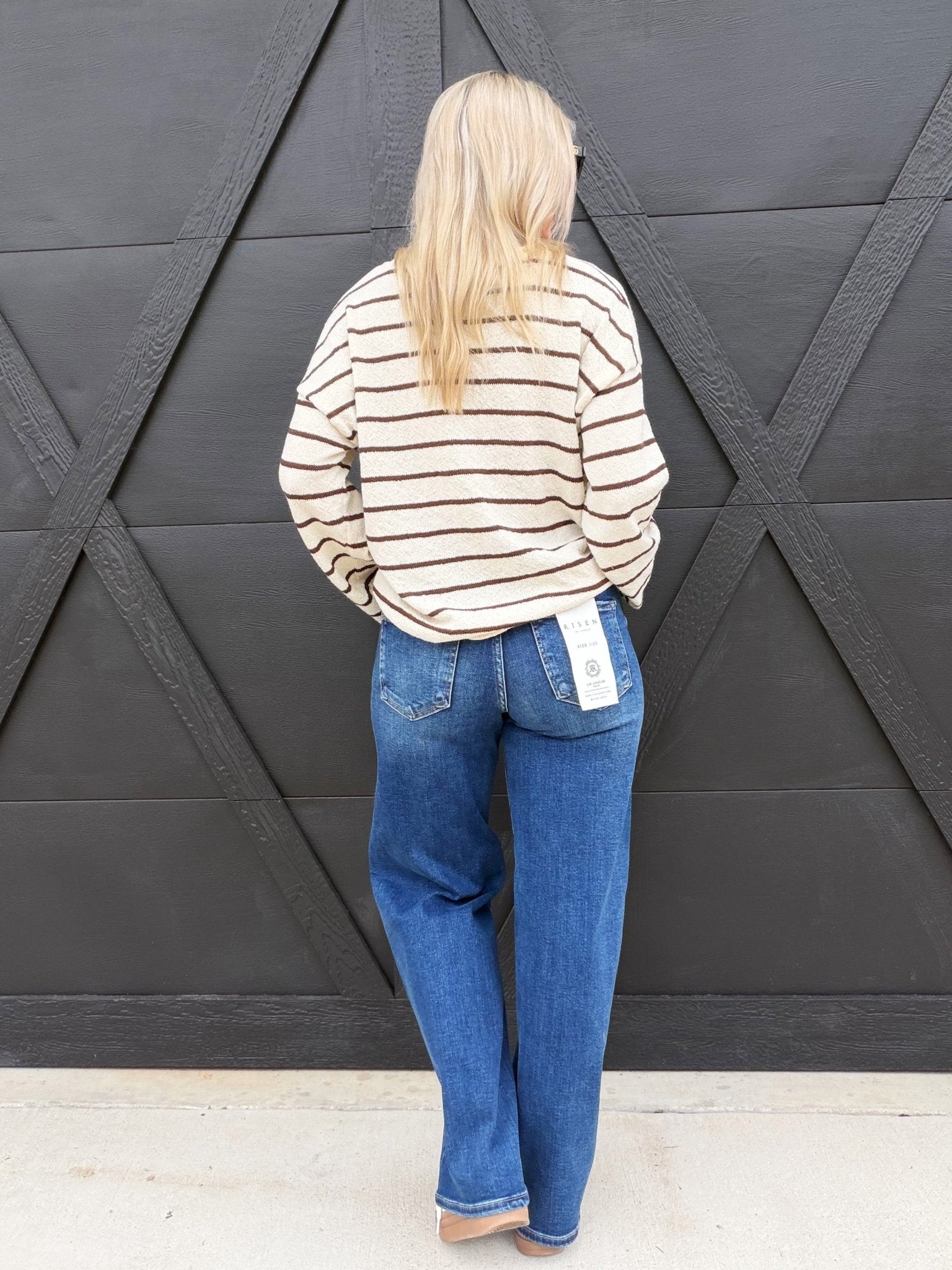 Risen Slouchy Wide Leg Jeans In Dark - Infinity Raine
