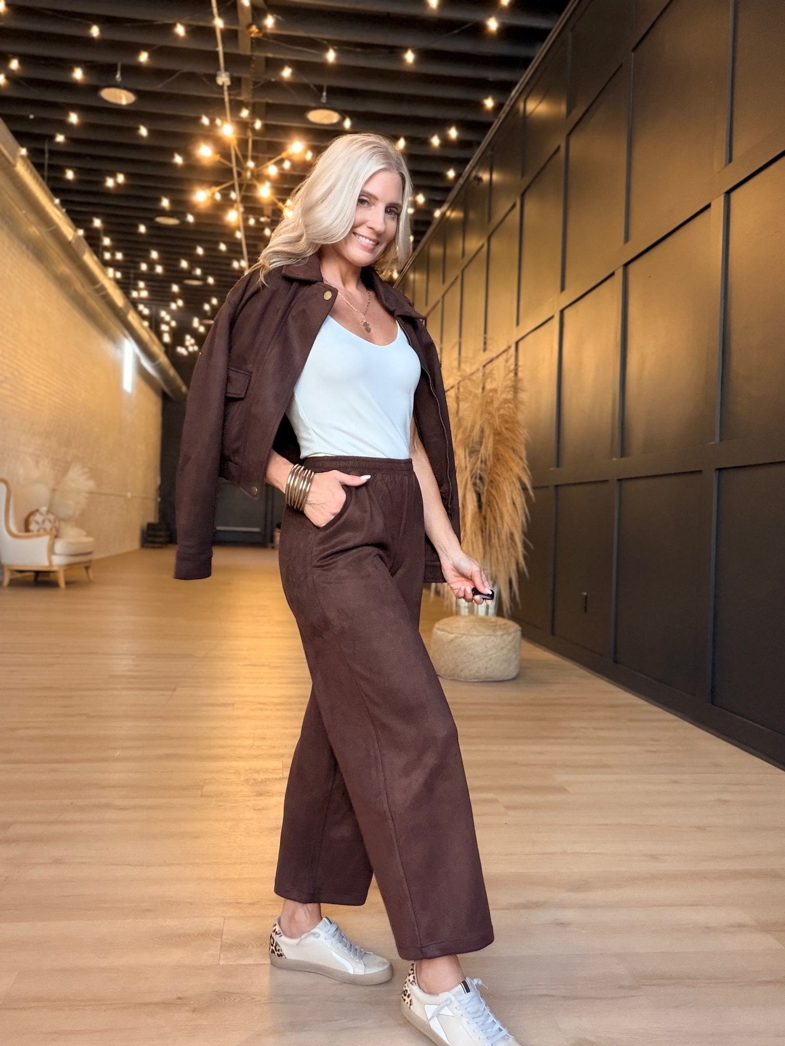 Risk Taker Faux Suede Pants In Dark Brown - Infinity Raine