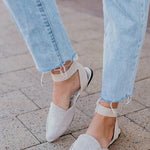 Rollasole Wanderlust Ankle Strap Compact Mules In Beige - Infinity Raine
