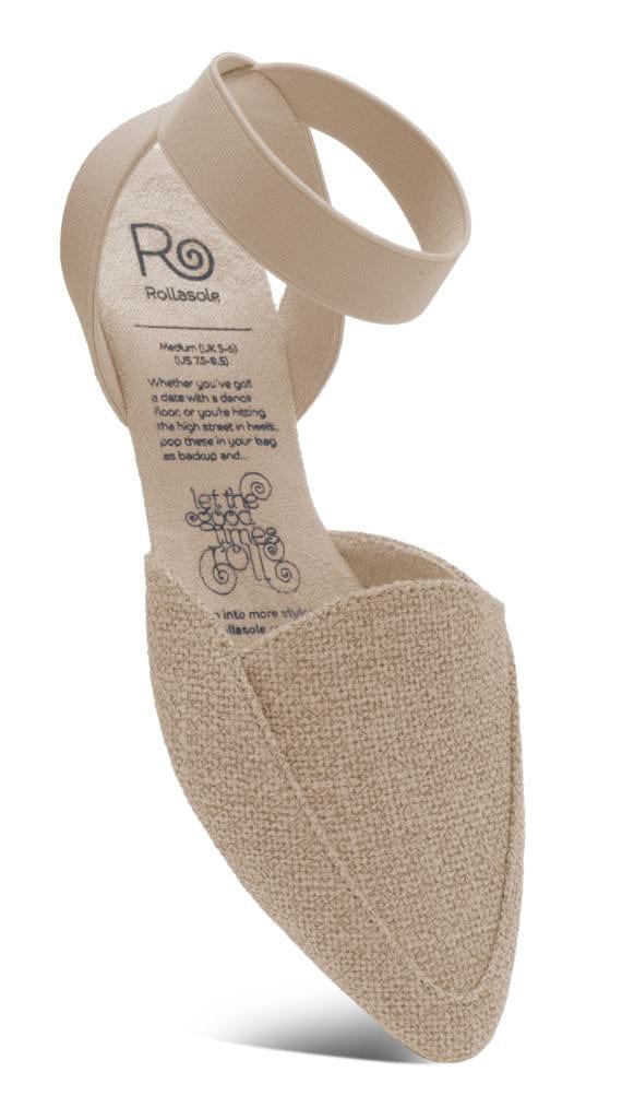 Rollasole Wanderlust Ankle Strap Compact Mules In Beige - Infinity Raine