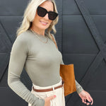Ronan Crewneck Top In Olive - Infinity Raine