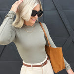 Ronan Crewneck Top In Olive - Infinity Raine