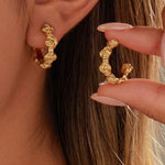 Rose Detailed Hoops In Gold - Infinity Raine