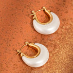 Roselle 18K Gold Non-Tarnish Teardrop Hoop Earrings In Pearl - Infinity Raine