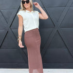 Round Neck Sleeveless Button Down Knit Cardigan in Ivory - Infinity Raine