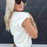 Round Neck Sleeveless Button Down Knit Cardigan in Ivory - Infinity Raine