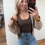 Ruby Studded Knit Tank In Brown - Infinity Raine