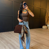 Ruby Studded Knit Tank In Brown - Infinity Raine