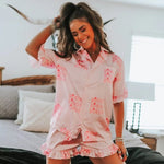 Ruffle Howdy pajama Short Set In Pink - Infinity Raine