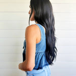 Ruffled Hem Tie-Front Tank Top In Medium Denim - Infinity Raine