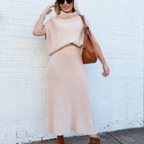 SADIE & SAGE Bottoms - Skirts Crosby Sweater Midi Skirt In Khaki