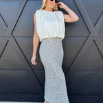 SADIE & SAGE Bottoms - Skirts Luster Sequin Maxi Skirt In Silver