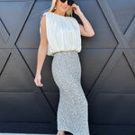 SADIE & SAGE Bottoms - Skirts Luster Sequin Maxi Skirt In Silver