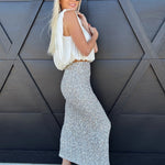 SADIE & SAGE Bottoms - Skirts Luster Sequin Maxi Skirt In Silver