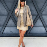 The Groove Faux Suede Mod Mini Dress In Taupe - Infinity Raine