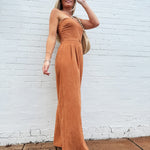 SADIE & SAGE Jumpsuits & Rompers Sundown Tube Top Belted Jumpsuit In Rusty Brown