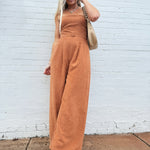 SADIE & SAGE Jumpsuits & Rompers Sundown Tube Top Belted Jumpsuit In Rusty Brown