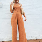SADIE & SAGE Jumpsuits & Rompers Sundown Tube Top Belted Jumpsuit In Rusty Brown