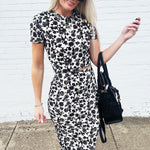 Analogue Floral Midi Skirt In Black - Infinity Raine