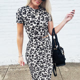 Analogue Floral Midi Skirt In Black - Infinity Raine