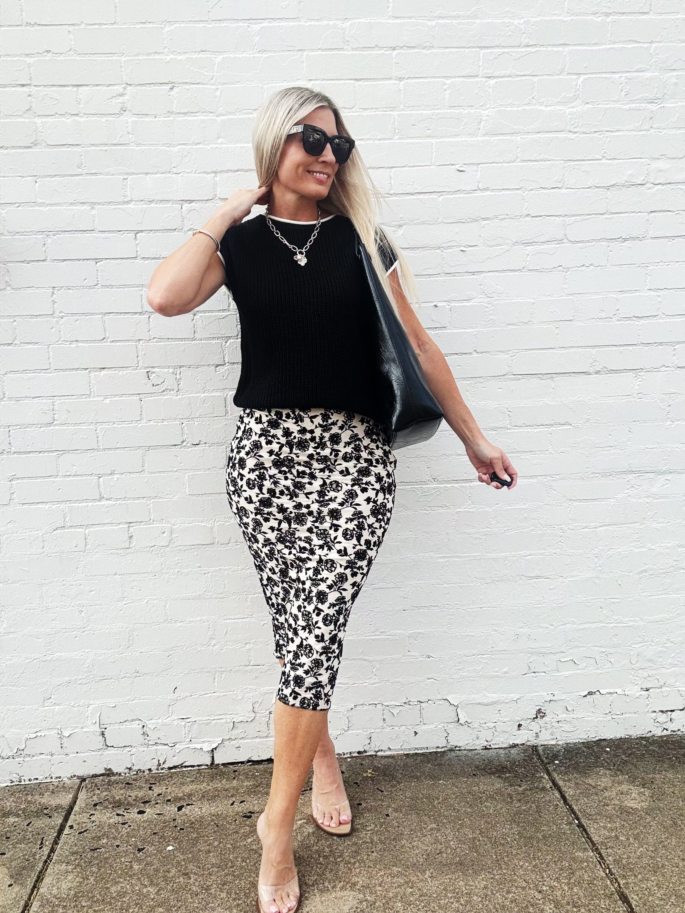 Analogue Floral Midi Skirt In Black - Infinity Raine