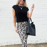 Analogue Floral Midi Skirt In Black - Infinity Raine