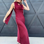 Sage The Label Dresses Cabaret Cowl Neck Scarf Maxi In Wine
