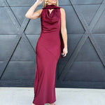 Sage The Label Dresses Cabaret Cowl Neck Scarf Maxi In Wine