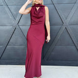 Sage The Label Dresses Cabaret Cowl Neck Scarf Maxi In Wine