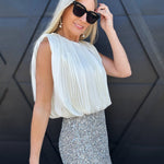 Sage The Label Tops - Blouses Amour Pleated Bubble Hem Top In Ivory