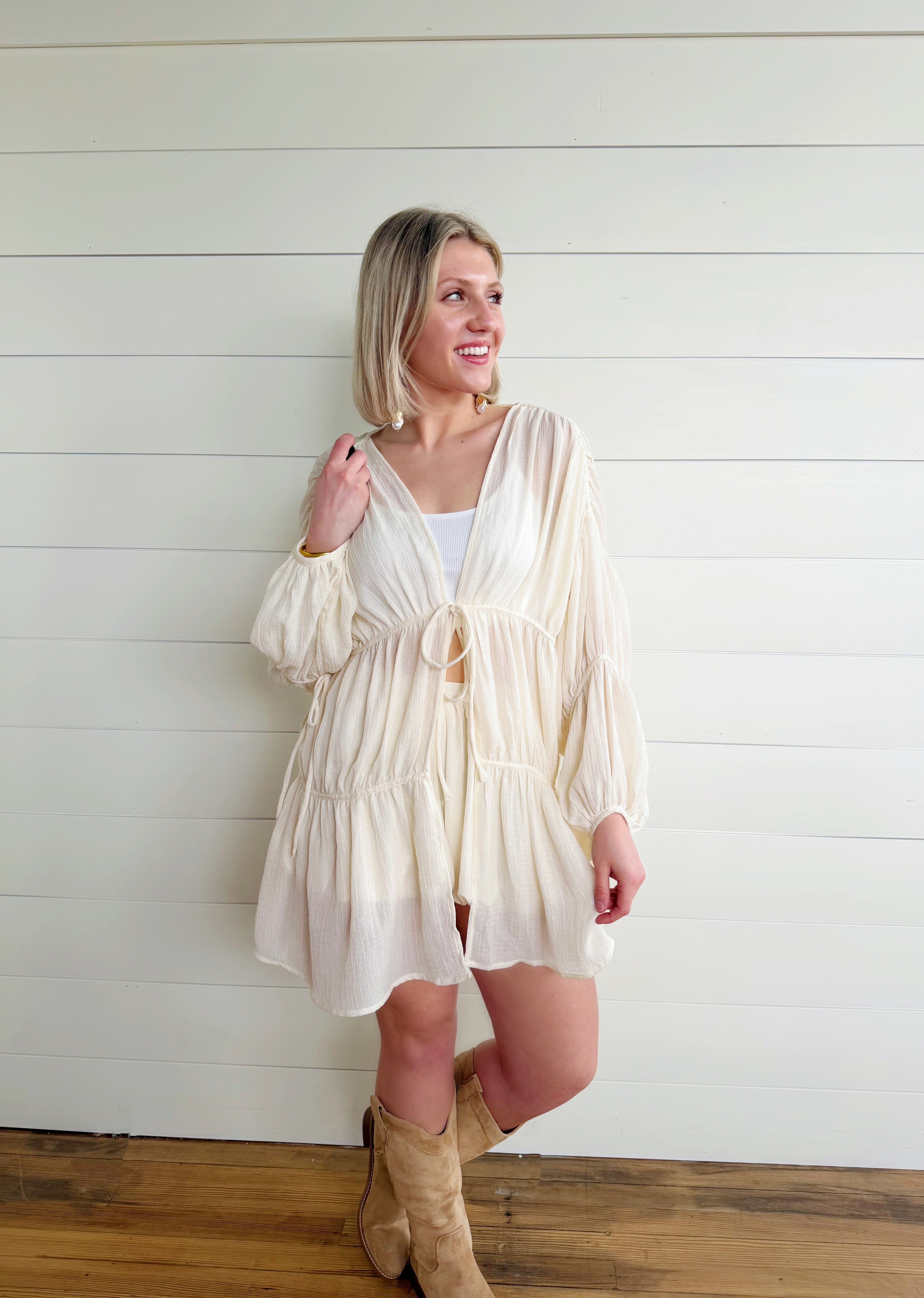 Sage The Label Tops - Blouses Daydreamer Cover Up Duster In Cream
