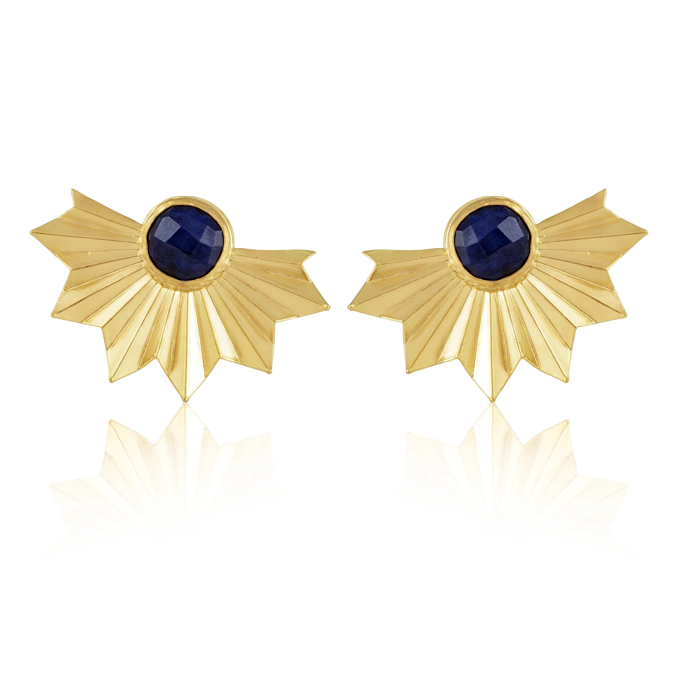 Sahira Naya Lapis Statement Earrings-Gold - Infinity Raine