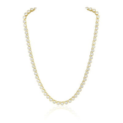 Sahira Bezel Tennis Necklace-Gold - Infinity Raine