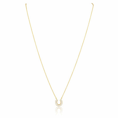 Sahira Mini Baguette Horseshoe Necklace-Gold - Infinity Raine
