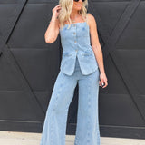 Sainte Button-Front Top In Denim Blue - Infinity Raine