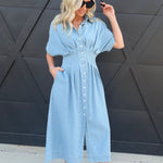 Sainte Shirtdress In Denim Blue - Infinity Raine