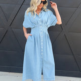 Sainte Shirtdress In Denim Blue - Infinity Raine