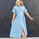Sainte Shirtdress In Denim Blue - Infinity Raine