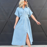 Sainte Shirtdress In Denim Blue - Infinity Raine